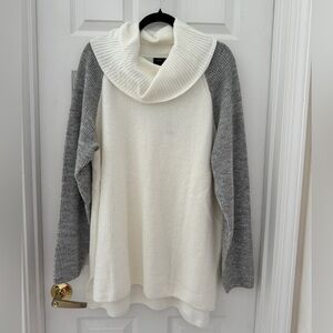 NEW Grey and white cowl neck sweater with long sleeves.